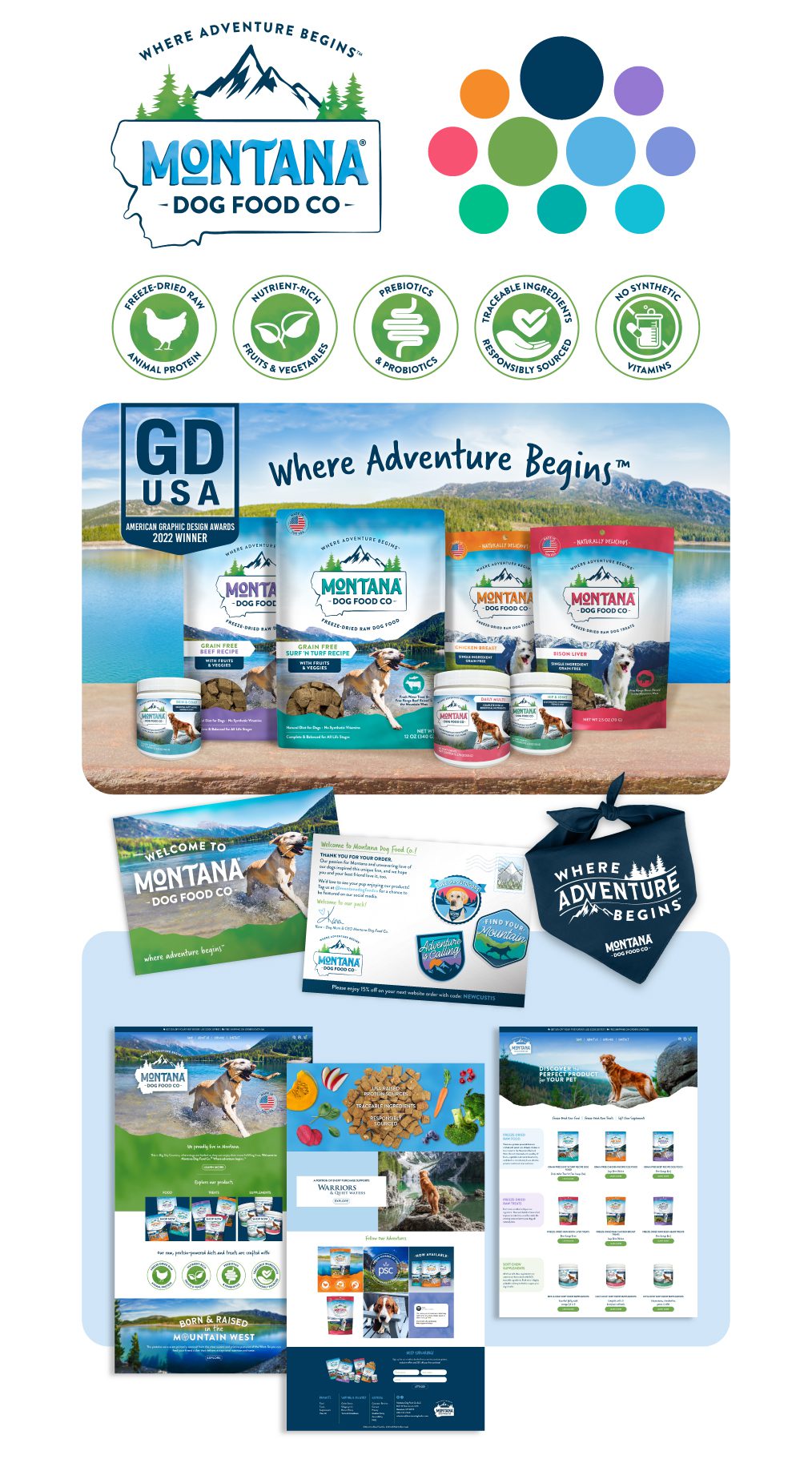 portfolio graphics, logos, packaging design, color palette, icons